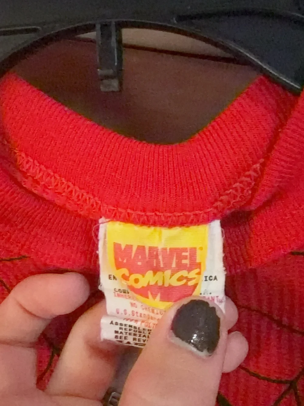 Vintage 1997 Marvel Red and Black Spider-Man Webbed shirt